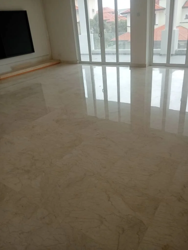 Beige Marble Floor Tv Wall Reflection
