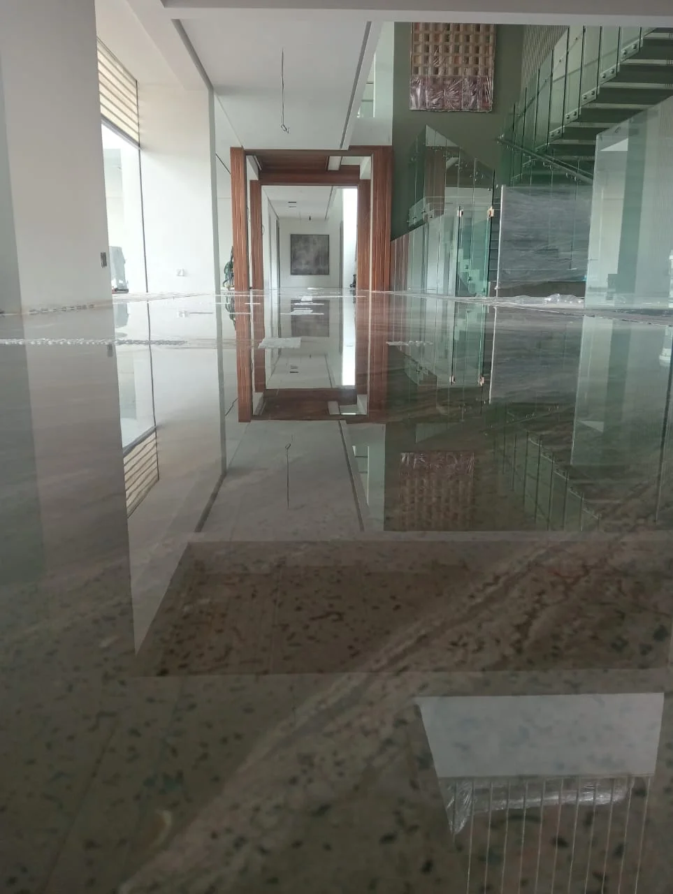 Beige Marble Hallway Mirror Finish Luxury