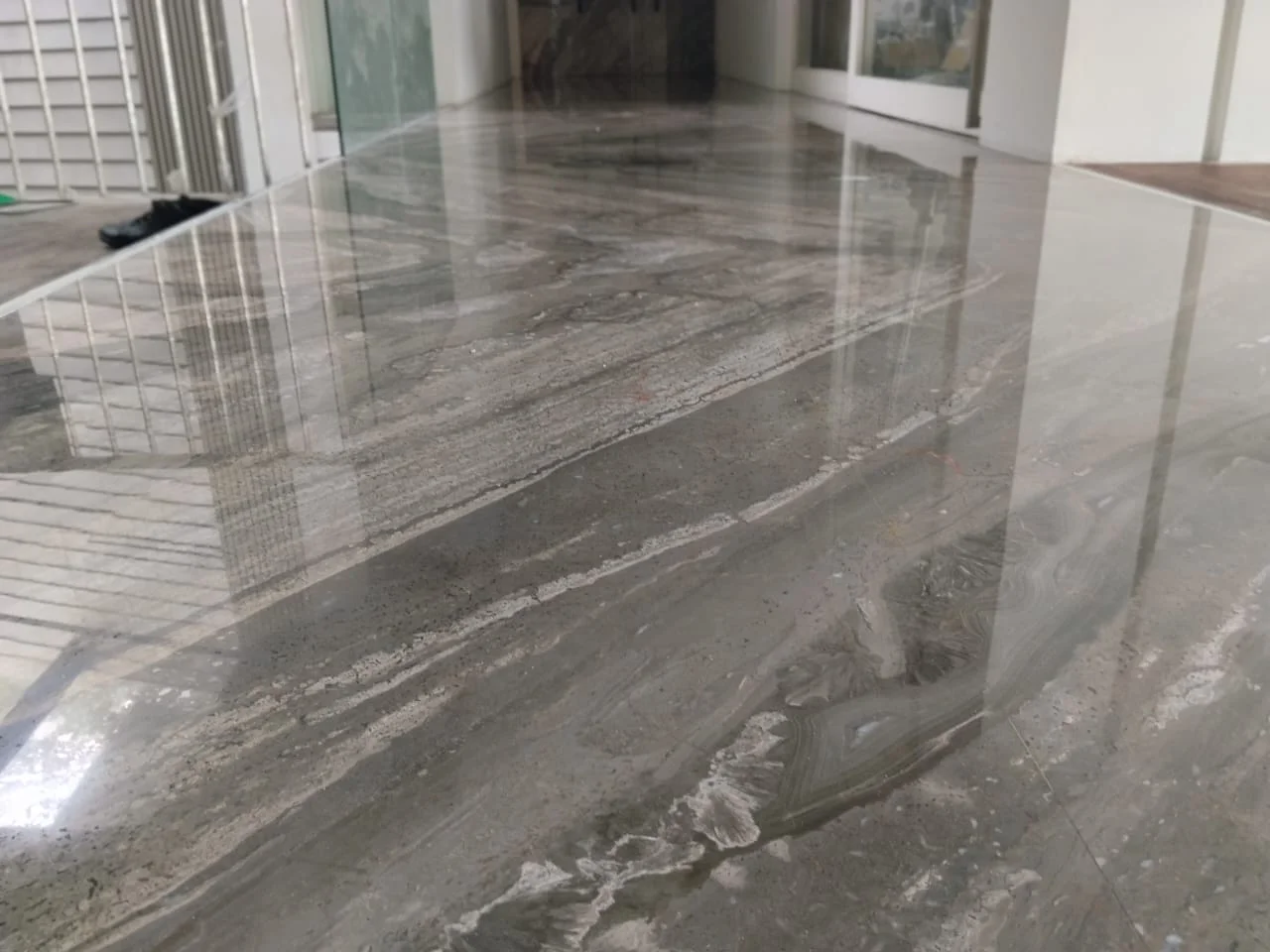 Charcoal Marble Hallway Mirror Polish