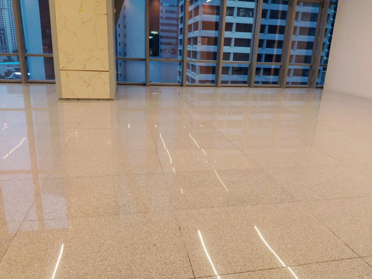 Polished granite floor in lobby