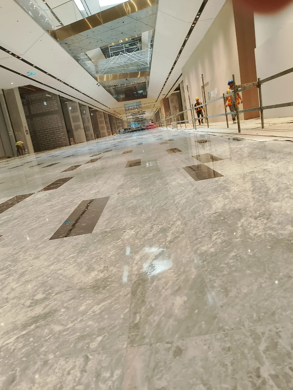 Commercial Grey Marble Hallway Construction