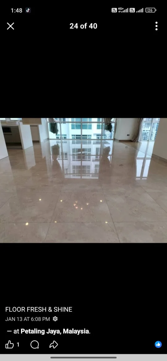 Cream Marble Floor Petaling Jaya Shine — Amin Marble Polish