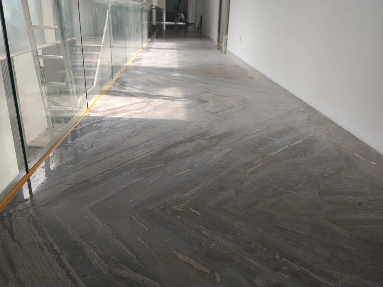Grey Marble Chevron Hallway Construction