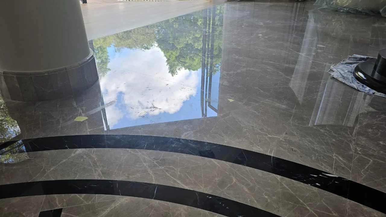 Grey Marble Floor Sky Reflection Inlay