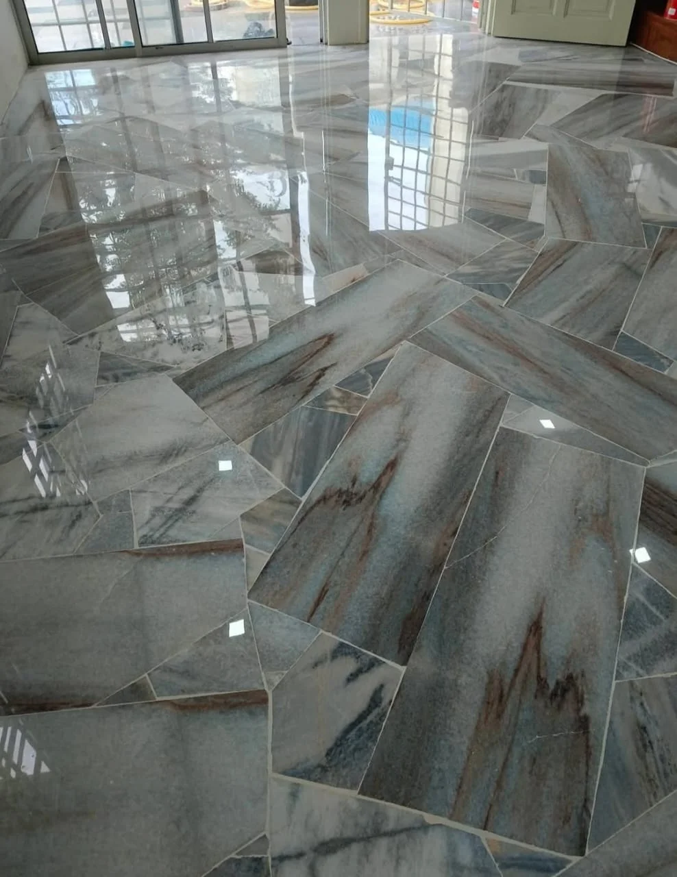 Grey Marble Mosaic Floor High Gloss — Amin Marble Polish