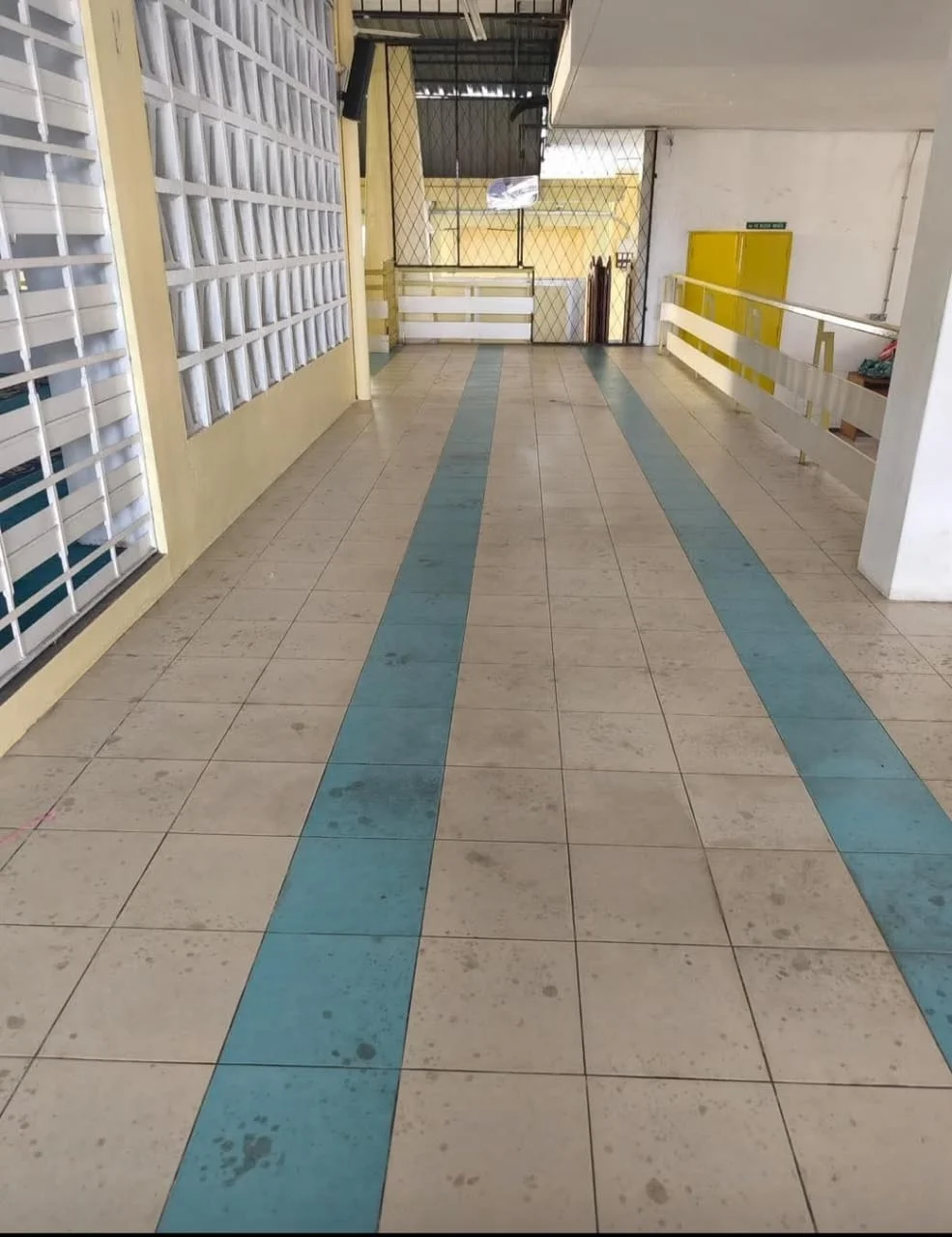 Hallway Tile Floor Before Cleaning