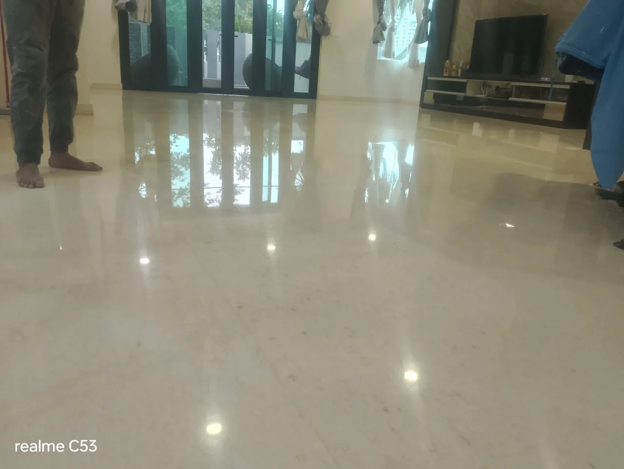 Living room marble polished