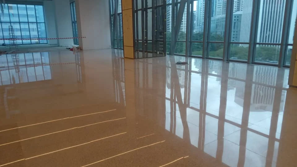 Office Lobby Polished Stone Floor Cityscape