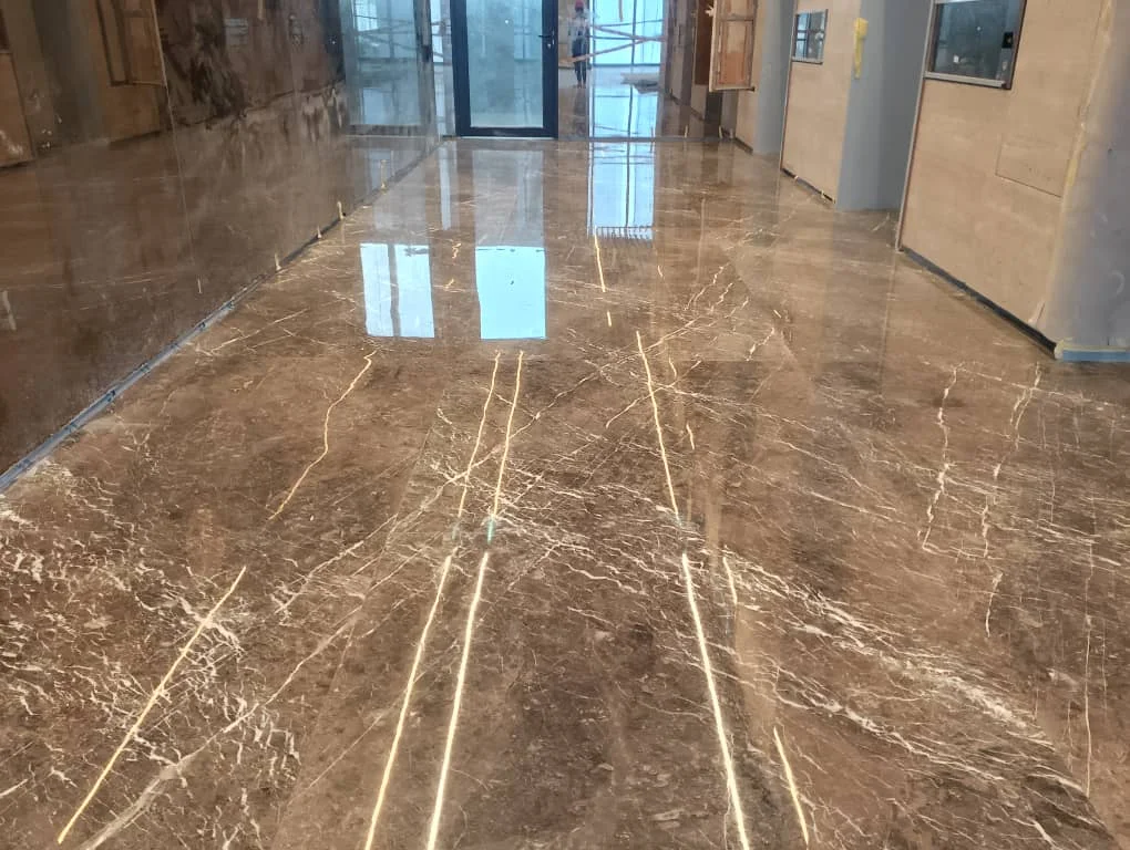 Polished Brown Marble Corridor Hallway