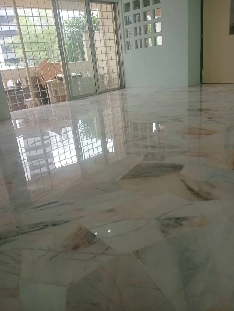 White Marble Balcony Door Mirror Floor