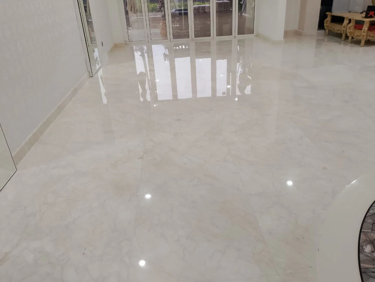 White marble floor high gloss