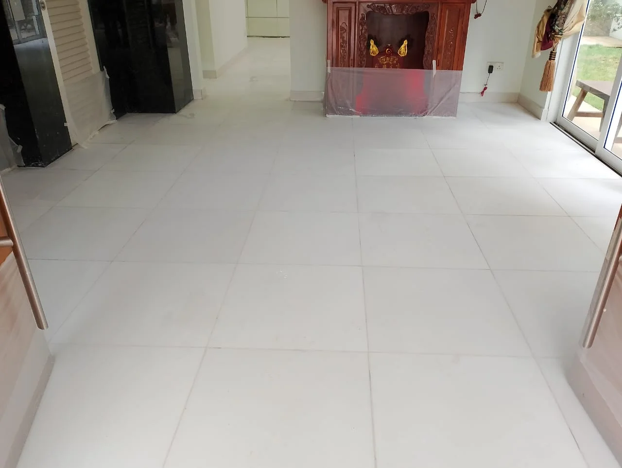 White Tile Floor Matte Shrine Protection