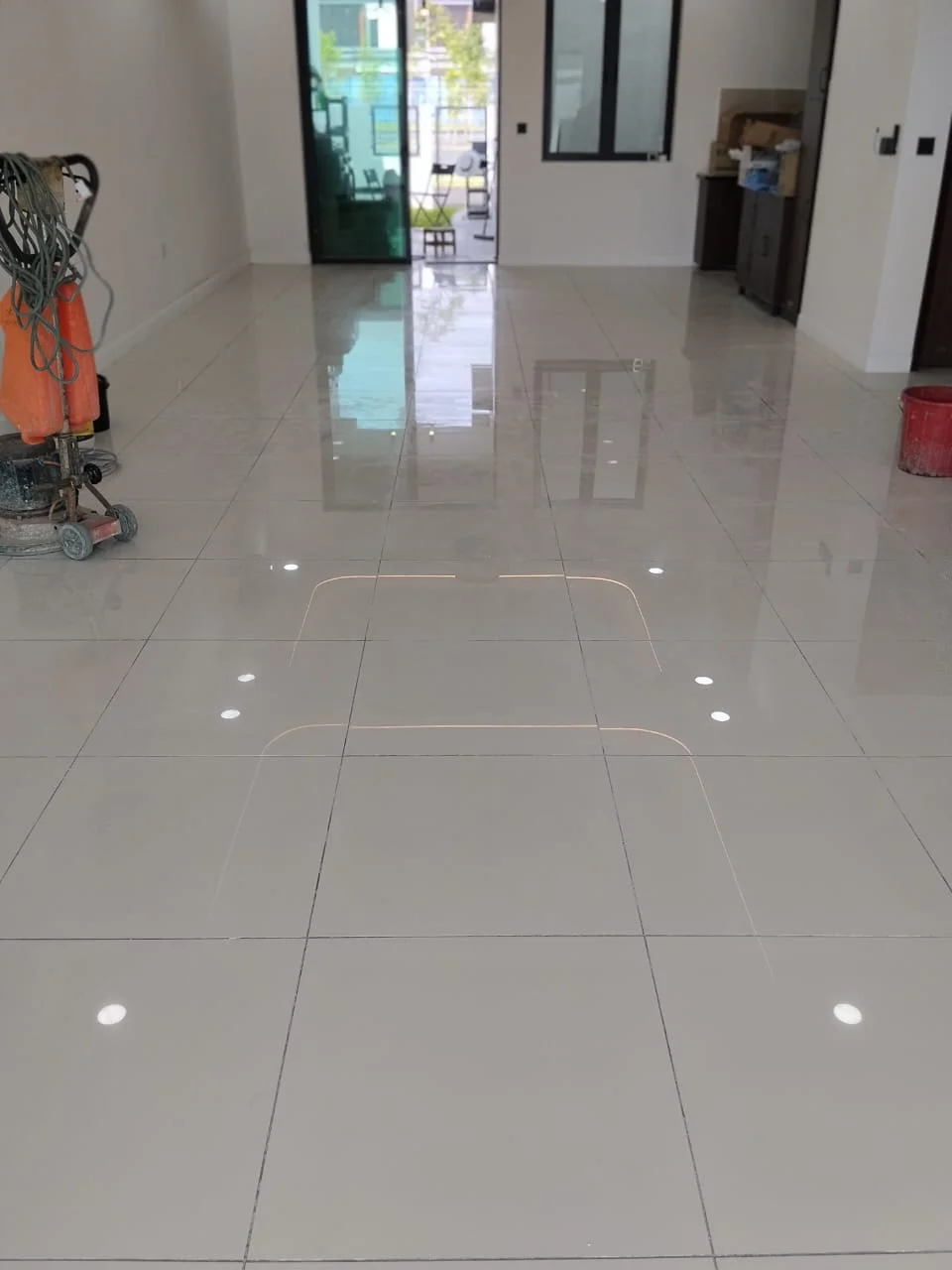 White Tile Floor Polisher Machine Room